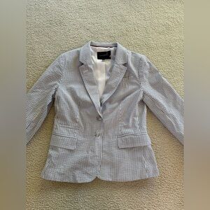 Banana Republic Women's Seersucker Grey Striped Blazer